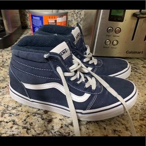 Boys size 5.5 navy vans